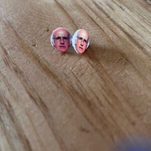 Unique Face Stud Earrings - Larry David
